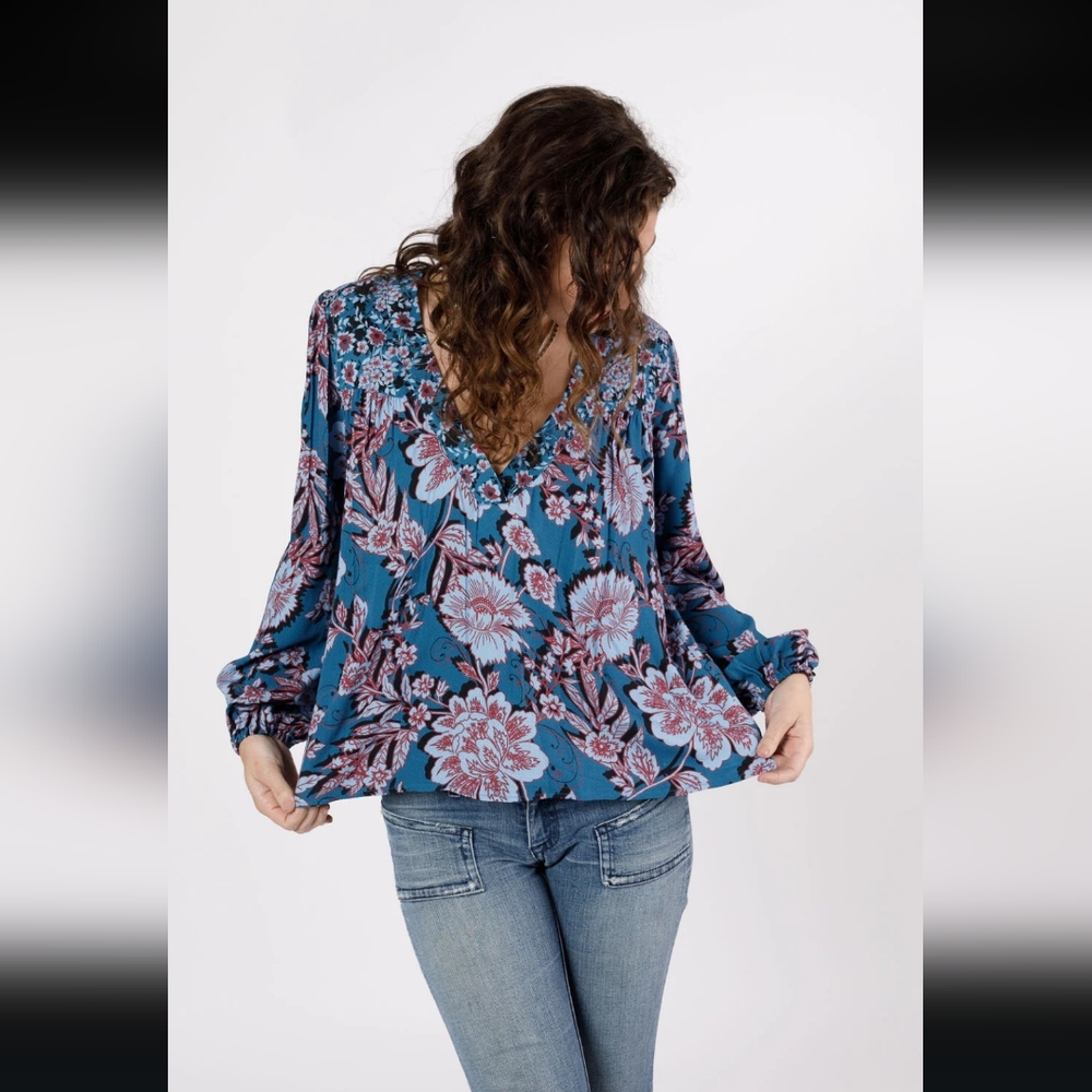 Band Of The Free Josie Mixed Print Long Sleeve Top - Picture 3 of 8